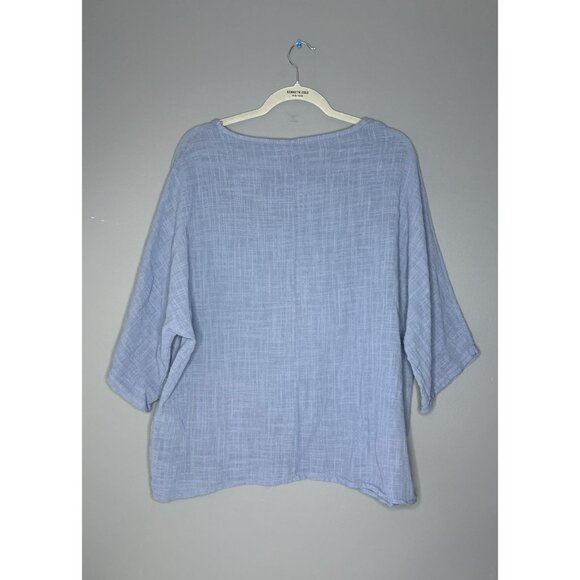 Beyond Capri Lagenlook Top Oversized Boxy Made in Italy OS Relaxed Gauzy Cotton - Picture 9 of 10